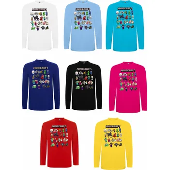 Tričko s dlouhým rukávem Minecraft Baby Characters Barva: černá, Velikost: 134/140 - 8/9let