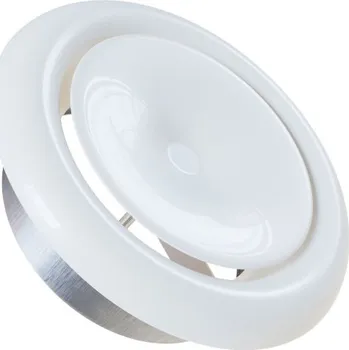 Větrací mřížka Anemostat DVS s montážním rámečkem, bílá RAL9010 přívodní (Ø 125 mm)