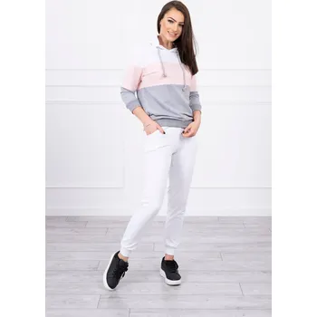 Barevná pruhovaná sada bílá+pudrově růžová UNI