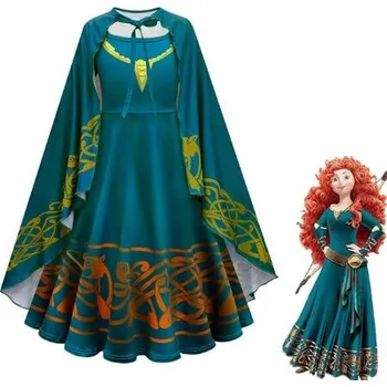 Disney Dětský kostým s pláštěm - Merida (Rebelka) Varianta: samostatné šaty s pláštěm, Velikost: 130/6 let