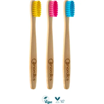 Zubní kartáček NORDICS Dětský bambusový kartáček žlutý 1 ks