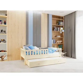 Dětská postýlka Dětská masivní postel Lilly Plus 5 s přistýlkou / snímatelná zábrana - 80 x 160 cm