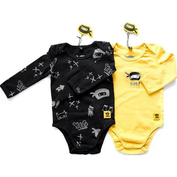 Kojenecký overall Dětské body The Sikls Ninja černá/žlutá - set 2 ks velikost 80