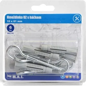 Hmoždinka Mat Hmoždinka UZ 10x61mm s háčkem ZB (6ks)