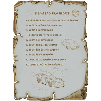 Desatero pro řidiče č.716 pergamen na překližce