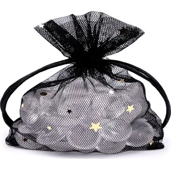Dárkový pytlík hvězda 10x13 cm tylový, barva 4 černá