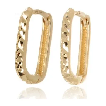 Náušnice Gravírované náušnice ze žlutého zlata NA1282F + Dárek zdarma