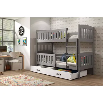 Dětská postel Nábytek PEGAS s.r.o. Dětská patrová postel KUBUS se šuplíkem 80x190 cm, bez matrace, Grafit/Bílá