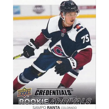 Sběratelská karetní hra insert RC karta SAMPO RANTA 21-22 Credentials Rookie Arrivals číslo RA-42