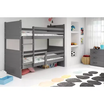 Dětská postel Nábytek PEGAS s.r.o. Dětská patrová postel RICO 80x190 cm, bez matrace, Grafit/Grafit