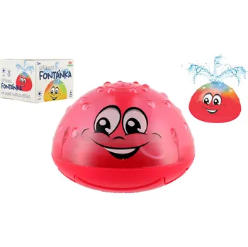 Hračka pro nejmenší Teddies Hračka do vody Fontánka stříkací plast 10cm červená na baterie se světlem v krabičce 11x11x8cm