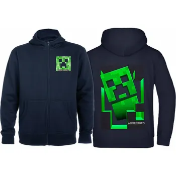 Chlapecká mikina Mikina na zip Minecraft Creeper Barva: Námořnická modrá/Navy, Velikost: 110/116 - 5/6let