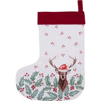 Vánoční ozdoba Vánoční punčocha s jelenem Holly Christmas – 30x1x40 cm