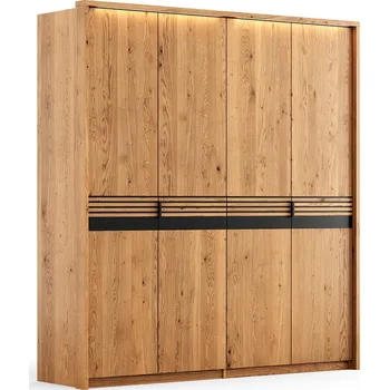Šatní skříň Ravello dubová skříň 4D, dub, barva přírodní, rozměr 219x206x58cm