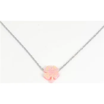 Náhrdelník Dámský stříbrný náhrdelník opálový čtyřlístek 74724RF