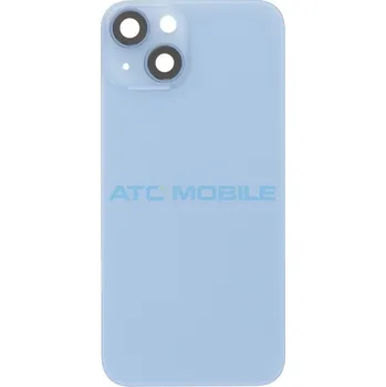 Náhradní kryt pro mobilní telefon iPhone 14 zadní kryt s logem, rámem včetně sklíček kamer modrý (OEM) a zpět 21 Kč s ATC Clubem