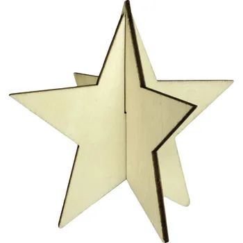 Vánoce Dekorace, dřevěná, ozdoby, hvězdičky, 85x80mm, 3ks/bal.