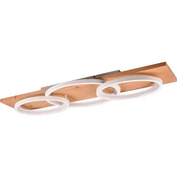 Trio Leuchten 641110331 BARCA - Stropní lustr se dřevěnou lištou, stmívatelný klasickým vypínačem, LED 40W, 3000K, 4700lm, 97 x 33cm (Moderní stropní lustr s příjemnou teplou barvou světla)