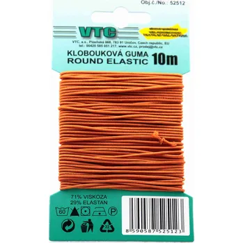 Textilní guma VTC Klobouková guma 1,2 mm - na kartě oranžová