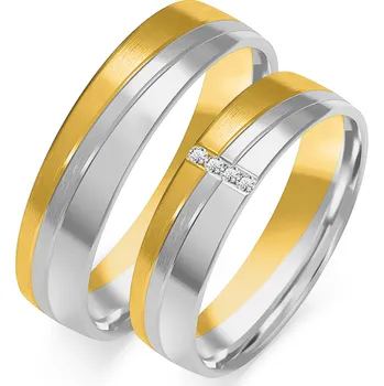 Prsten SOFIA zlatý dámský snubní prsten ZSOE-304WYG+WG-DIA