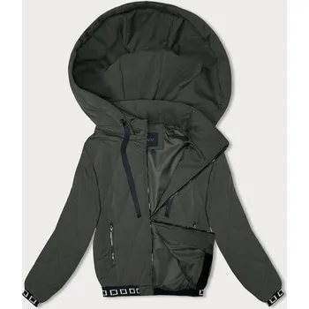 Prošívaná bunda v army barvě s ozdobnými stahovacími lemy (16M9085-136) odstíny zelené XL (42)