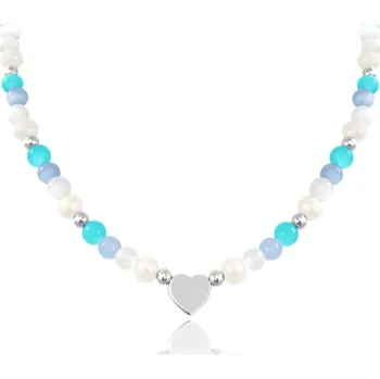 Náhrdelník Stříbrný náhrdelník s přírodními perlami a kuličkami JMAN7006SN45 + dárek zdarma