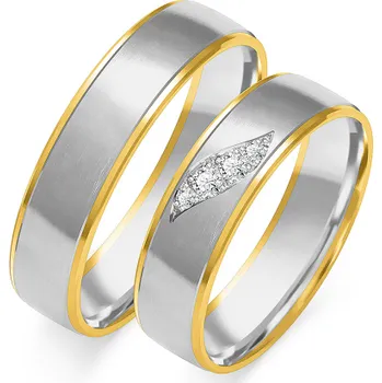 Prsten SOFIA zlatý dámský snubní prsten ZSB-201WYG+WG-CZ