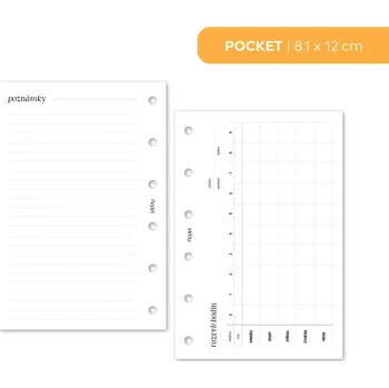 Kancelářské potřeby Fleppi Náplň do diáře - Rozvrh hodin - VŠ Vyberte velikost náplně: Pocket