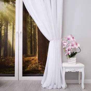 Jednoduchá bílá záclona bez vzoru Alhambra + wiązanie (S)