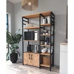 Kuchyňský regál 2D FLAGEN, borovice/černý mat, 83,6x140,7 cm