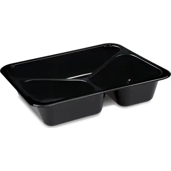 Jednorázové nádobí Menu mísa (PP) extra-pevná 3dílná černá 227 x 178 x 49 mm