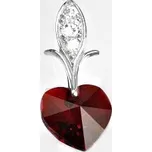 Stříbrný přívěsek srdce Swarovski siam a zirkony - P1404 (Stříbrný přívěsek Swarovski)