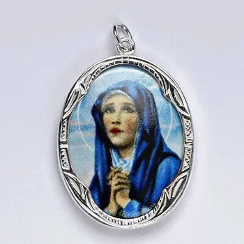 Šperk Stříbrný přívěsek porcelánový medailon Madonka - P158 MO (Stříbrný přívěsek medailon Madonka)