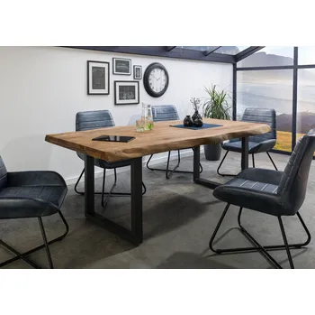 Jídelní stůl Jídelní stůl Palisandr 200x100x77 přírodní mořený / U-nohy antracit matný METALL 5