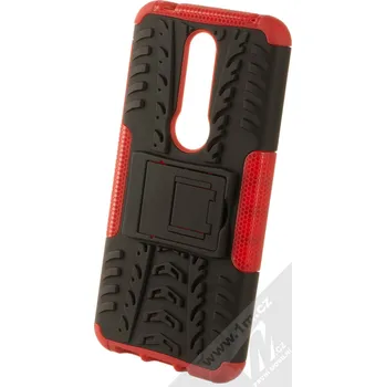 Pouzdro na mobilní telefon 1Mcz Tread Stand odolný ochranný kryt se stojánkem pro Nokia 7.1 červená černá (red black)