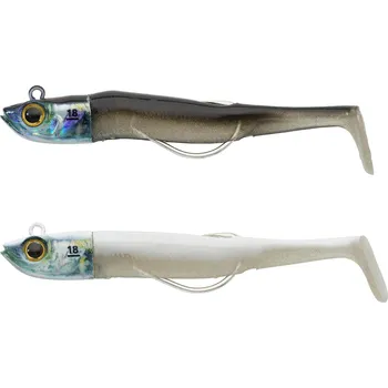 Umělá nástraha CAPERLAN Měkká nástraha na mořský rybolov texan Ancho 90 18 g stříbrná černý hřbet / bílý hřbet BÍLÁ|ČERNÁ