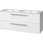 EBS Pure Skříňka s keramickým dvojumyvadlem slim 121 cm, bílá PURESL121B