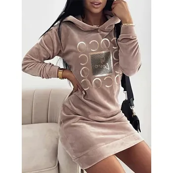 Dámský svetr Dámská podzimní sametová dlouhá mikina s nápisem Velikost: L