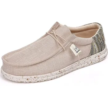 Pánské mokasíny Pánské plátěné boty vzorované loafers se šňůrkami Barva: Aprikotová, Velikost: 43