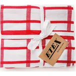 Kuchyňské utěrky EGYPTSKÁ BAVLNA U03, extra kvalita, červené káro, 3 kusy, 50x70cm