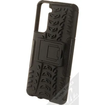 Pouzdro na mobilní telefon 1Mcz Tread Stand odolný ochranný kryt se stojánkem pro Samsung Galaxy S21 celočerná (all black)