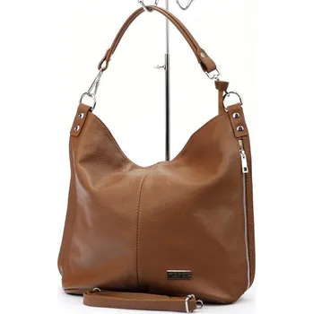 Velká kožená hnědá kabelka na rameno i crossbody MiaMore no. 053