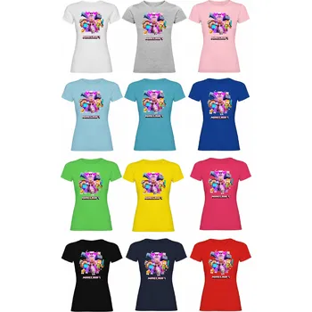 Dívčí letní set Minecraft pink Barva: Šedý melír, Velikost: XL