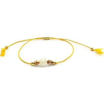 Náramek Moni náramek z hedvábné šňůrky amber s křišťálem