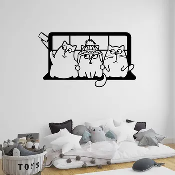 Samolepící dekorace Živá Zeď Samolepka na zeď Kočičky Barva: černá