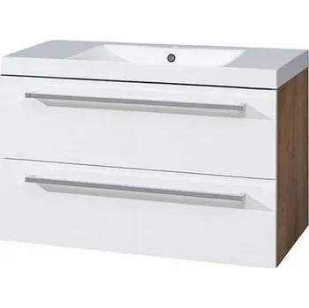 Koupelnový nábytek EBS Pure Skříňka s umyvadlem 101 cm, bílá/dub Ribbeck PURE101R