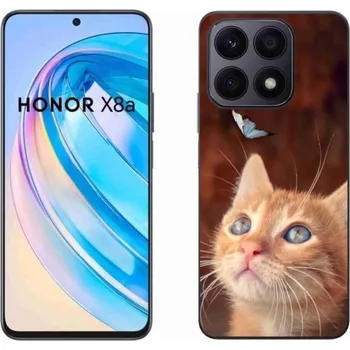 Pouzdro na mobilní telefon Gelový kryt mmCase na mobil Honor X8a - motýl a kotě