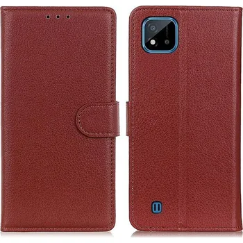 Pouzdro na mobilní telefon Litchi PU kožené peněženkové pouzdro na mobil Realme C11 (2021) - hnědé