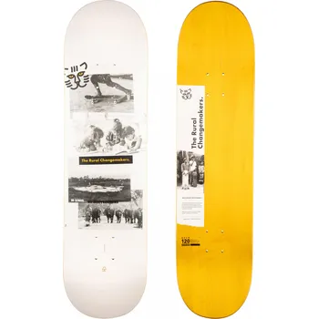 Příslušenství pro koloběžku DECATHLON Skateboardová deska z javoru DK120 Rural Changemarkers velikost 8" 8" BÍLÁ