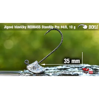 Rybářský háček Red Bass - Neváznoucí jigová hlavička StandUp Pro Sickle 10g / vel. 4/0